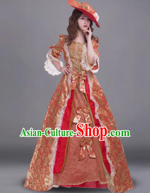 Top Grade European Court Red Dress Modern Dance England Queen Costume for Women