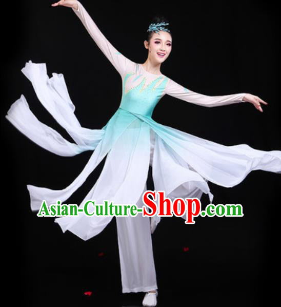 Traditional Chinese Classical Dance Group Dance Light Blue Dress Umbrella Dance Stage Performance Costume for Women