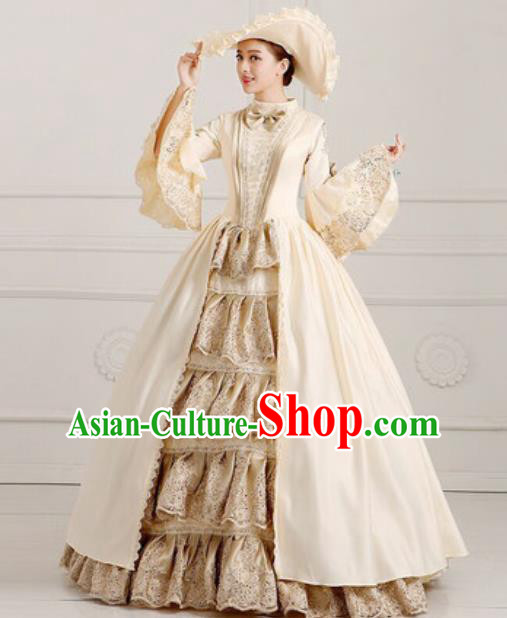 Top Grade European Traditional Court Golden Dress Modern Dance England Queen Costume for Women