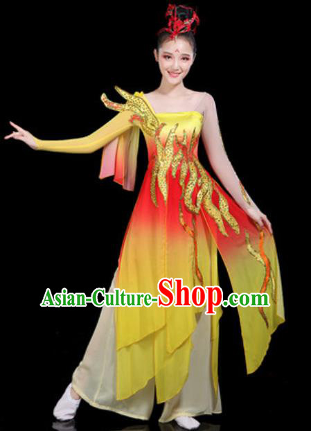 Traditional Chinese Classical Dance Dress Umbrella Dance Group Dance Stage Performance Costume for Women