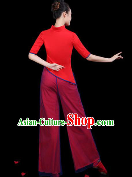 Traditional Chinese Yangko Group Dance Folk Dance Red Clothing Fan Dance Stage Performance Costume for Women