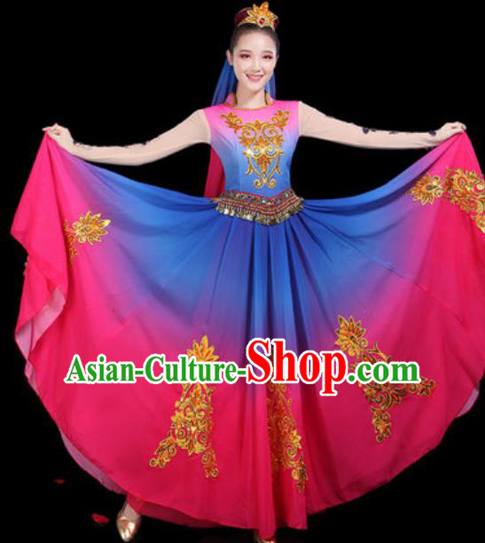 Traditional Chinese Minority Ethnic Dance Dress Uyghur Nationality Stage Performance Costume for Women