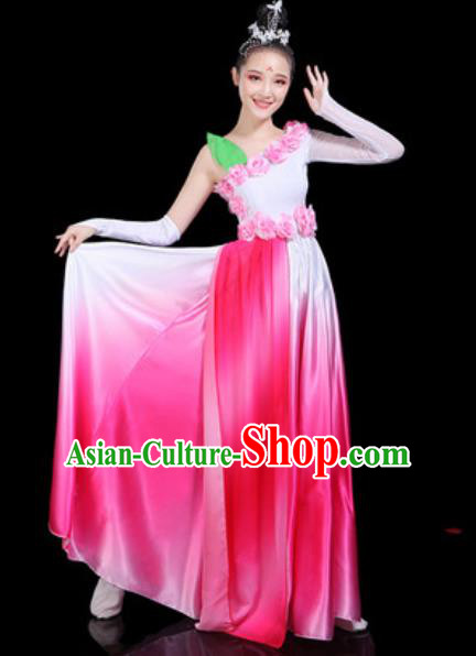 Traditional Chinese Spring Festival Gala Opening Dance Rosy Dress Modern Dance Stage Performance Costume for Women