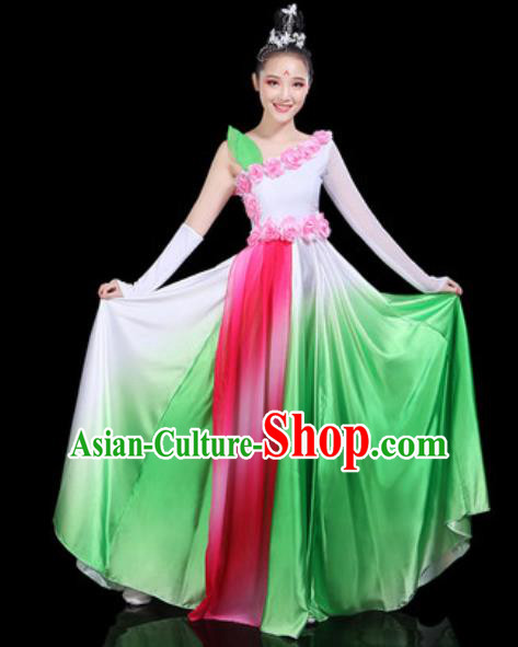 Traditional Chinese Spring Festival Gala Opening Dance Green Dress Modern Dance Stage Performance Costume for Women