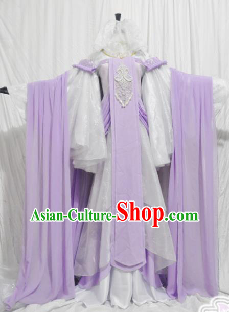 Traditional Chinese Han Dynasty Princess Purple Hanfu Dress Ancient Female Knight Embroidered Costume for Women