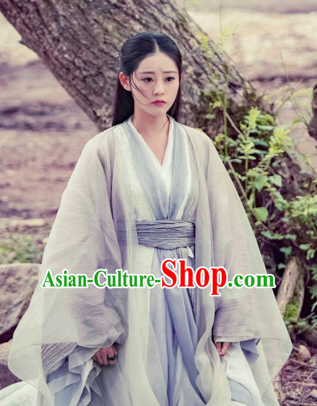 Drama Heavenly Sword Dragon Slaying Saber Chinese Ancient Swordswoman Taoist Nun Zhou Zhiruo Historical Costume for Women