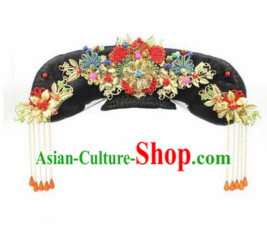 Traditional Chinese Qing Dynasty Imperial Consort Headwear Ancient Palace Manchu Hair Accessories for Women