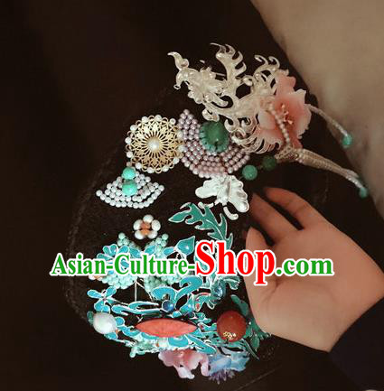 Traditional Chinese Qing Dynasty Palace Cloisonne Hat Headwear Ancient Manchu Lady Hair Accessories for Women