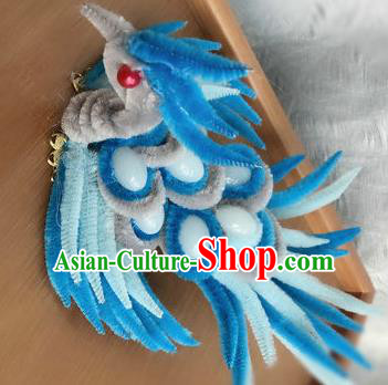 Traditional Chinese Handmade Palace Hair Accessories Ancient Qing Dynasty Velvet Bird Hairpins for Women