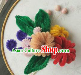 Traditional Chinese Qing Dynasty Velvet Flowers Hairpins Handmade Ancient Palace Hair Accessories for Women