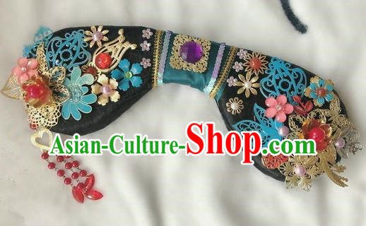 Traditional Chinese Qing Dynasty Imperial Consort Headwear Ancient Palace Manchu Hair Accessories for Women