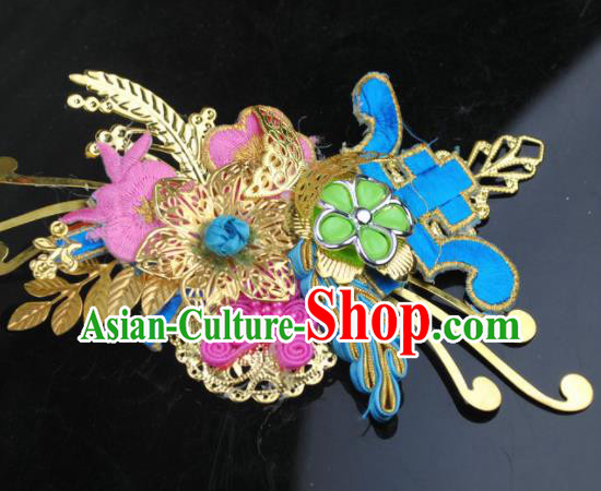 Traditional Chinese Qing Dynasty Princess Hair Claw Hairpins Handmade Ancient Manchu Lady Hair Accessories for Women