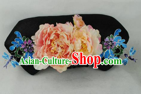 Chinese Traditional Qing Dynasty Princess Peony Headwear Ancient Palace Lady Hair Accessories for Women