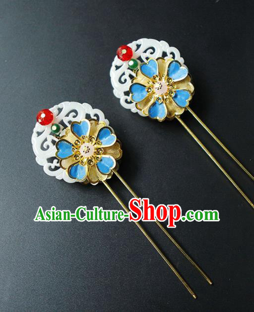 Traditional Chinese Wedding Jade Hair Clip Hairpins Handmade Ancient Bride Hair Accessories for Women