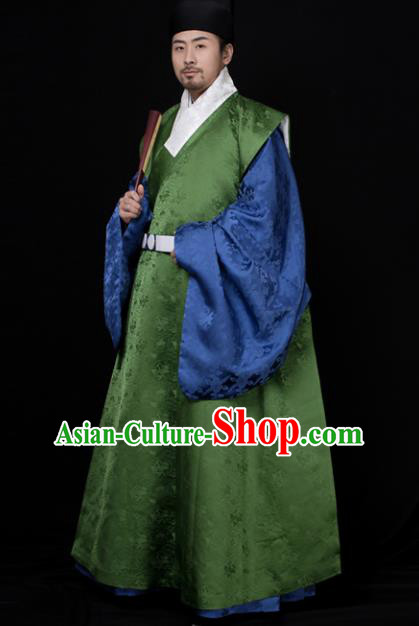 Chinese Ancient Minister Hanfu Robe Traditional Ming Dynasty Taoist Priest Embroidered Historical Costume for Men