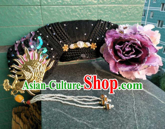 Traditional Chinese Handmade Qing Dynasty Manchu Queen Phoenix Headwear Hairpins Ancient Imperial Consort Hair Accessories for Women