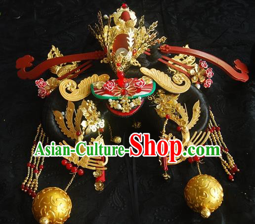 Traditional Chinese Handmade Tang Dynasty Queen Phoenix Coronet Hairpins Ancient Imperial Empress Hair Accessories for Women