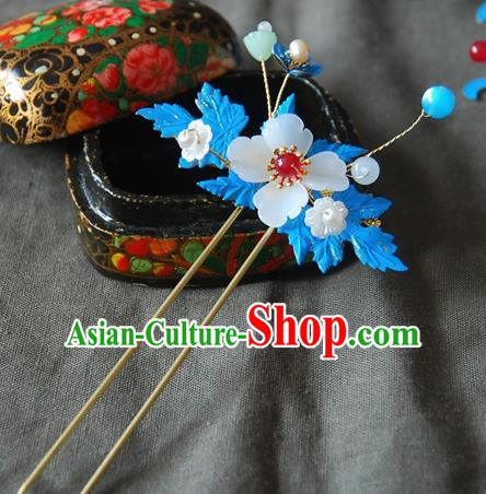 Handmade Chinese Ancient Qing Dynasty Imperial Consort Cloisonne Leaf Hairpins Headwear Hair Accessories for Women