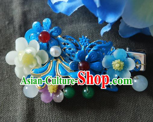 Handmade Chinese Ancient Princess Cloisonne Hair Claw Hairpins Headwear Hair Accessories for Women