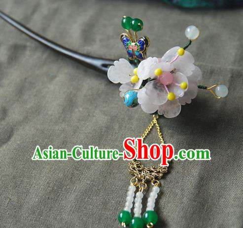 Handmade Chinese Ancient Princess Cloisonne Butterfly Lotus Hairpins Headwear Hair Accessories for Women