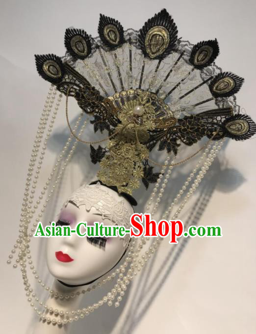 Handmade Halloween Stage Show Hair Accessories Brazilian Carnival Catwalks Lace Hair Clasp Headdress for Women