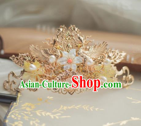 Chinese Handmade Hanfu Hairpins Shell Hair Crown Traditional Ancient Princess Hair Accessories for Women