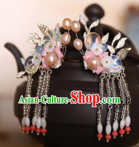 Chinese Handmade Hanfu Tassel Pearls Hair Claws Hairpins Traditional Ancient Princess Hair Accessories for Women