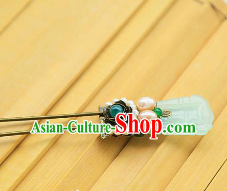 Chinese Handmade Hanfu Jade Pearls Hairpins Traditional Ancient Princess Hair Accessories for Women