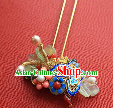 Chinese Handmade Hanfu Blueing Butterfly Hairpins Traditional Ancient Princess Hair Accessories for Women