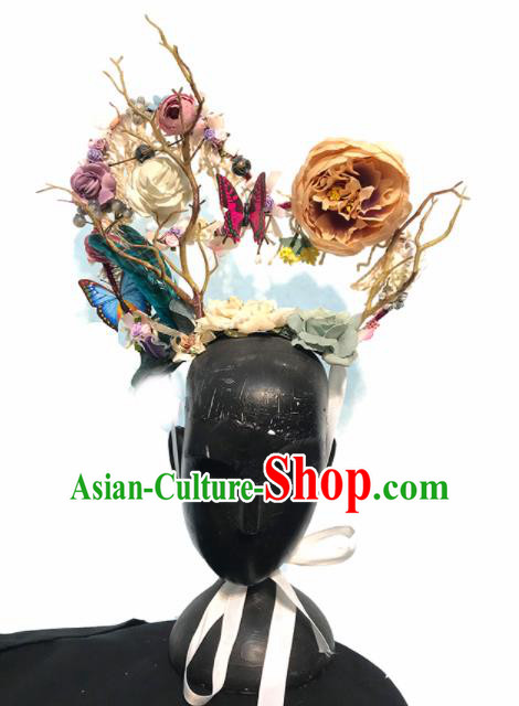 Halloween Handmade Stage Show Flowers Hair Clasp Hair Accessories Brazilian Carnival Catwalks Headdress for Women