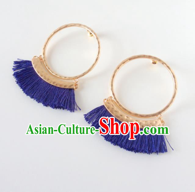 Top Grade Stage Show Purple Tassel Earrings Brazilian Carnival Catwalks Ear Accessories for Women