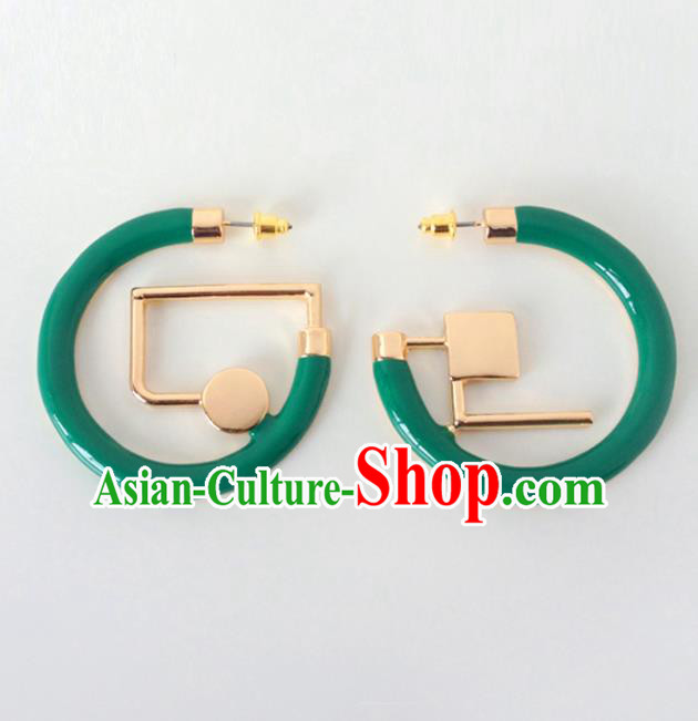 Top Grade Stage Show Green Earrings Brazilian Carnival Catwalks Ear Accessories for Women