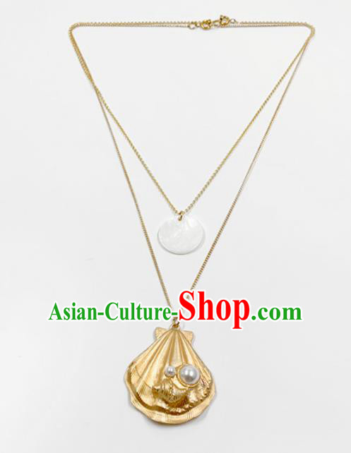Handmade Stage Show Golden Conch Necklace Accessories Brazilian Carnival Catwalks Necklet Headdress for Women