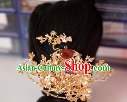 Chinese Handmade Hanfu Agate Hair Crown Hairpins Traditional Ancient Princess Hair Accessories for Women