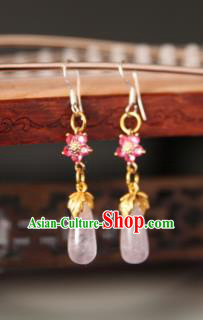 Handmade Chinese Classical Rose Chalcedony Ear Accessories Ancient Princess Hanfu Earrings for Women