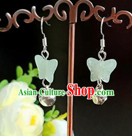 Handmade Chinese Classical Jade Butterfly Ear Accessories Ancient Princess Hanfu Earrings for Women