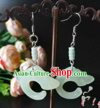 Handmade Chinese Classical Jade Dragon Ear Accessories Ancient Princess Hanfu Earrings for Women