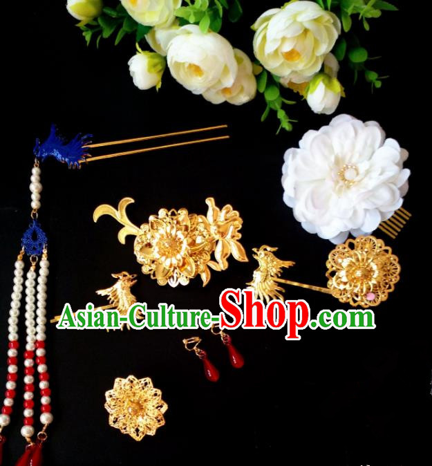 Chinese Handmade Hanfu Palace Phoenix Hair Clip Tassel Hairpins Traditional Ancient Princess Hair Accessories for Women