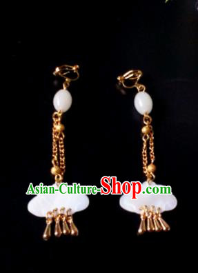 Handmade Chinese Classical Shell Ear Accessories Ancient Princess Hanfu Earrings for Women