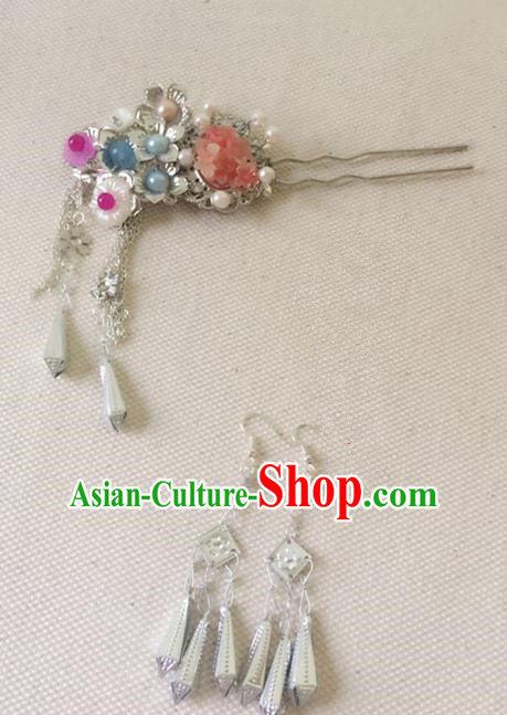 Traditional Chinese Handmade Tassel Hair Clip Hanfu Hairpins Ancient Imperial Consort Hair Accessories for Women
