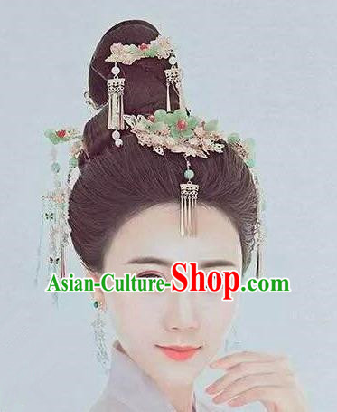 Handmade Chinese Wedding Hair Clip Traditional Hanfu Hairpins Ancient Tang Dynasty Queen Hair Accessories for Women