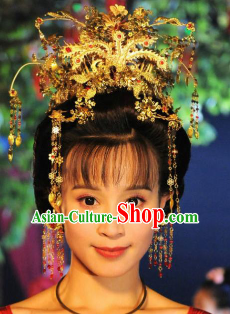 Handmade Chinese Court Hanfu Hairpins Traditional Phoenix Coronet Ancient Han Dynasty Queen Hair Accessories for Women