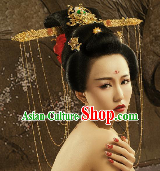 Chinese Handmade Hanfu Palace Agate Phoenix Coronet Hairpins Traditional Ancient Imperial Consort Hair Accessories for Women