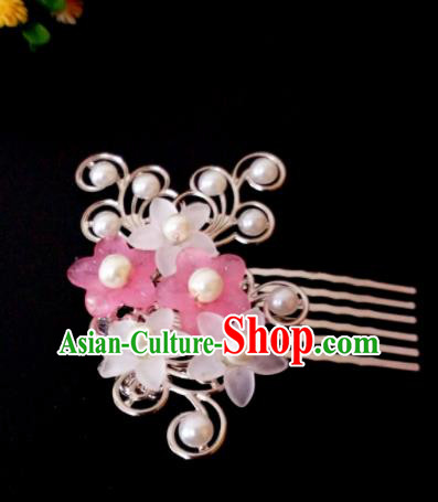 Chinese Handmade Hanfu Palace Flowers Hair Comb Hairpins Traditional Ancient Princess Hair Accessories for Women