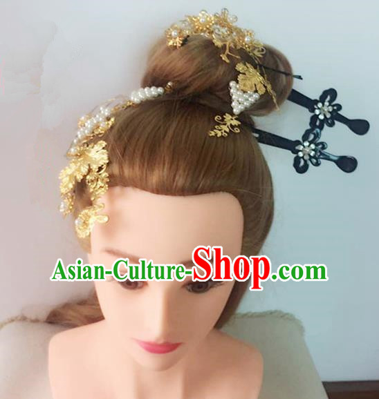 Handmade Chinese Traditional Hanfu Hairpins Ancient Tang Dynasty Queen Hair Accessories for Women