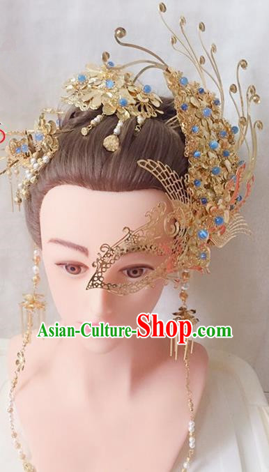 Chinese Handmade Hanfu Tang Dynasty Mask Phoenix Hairpins Traditional Ancient Imperial Consort Hair Accessories for Women