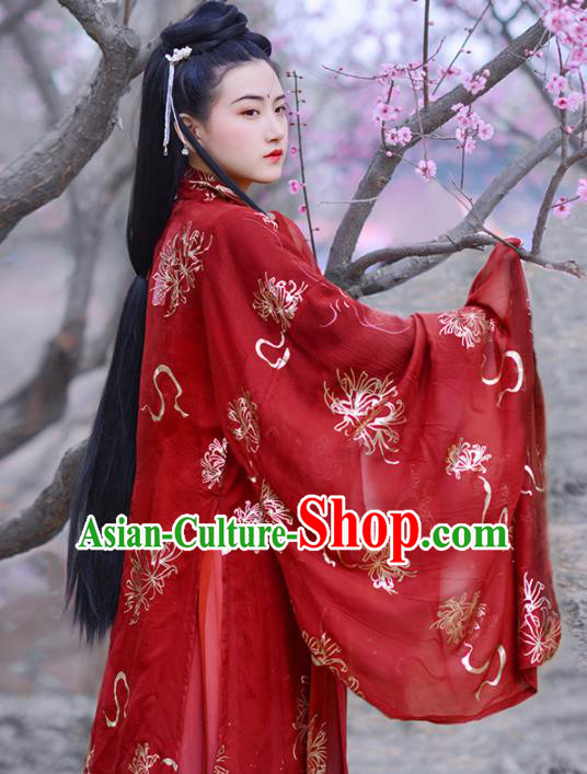 Chinese Ancient Princess Wedding Red Hanfu Dress Traditional Tang Dynasty Historical Costume for Women