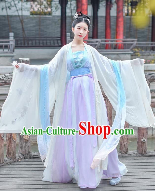 Chinese Ancient Imperial Consort Embroidered Hanfu Dress Traditional Tang Dynasty Royal Court Historical Costume for Women