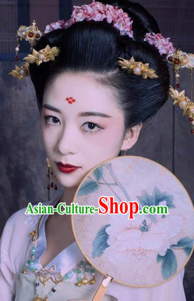 Handmade Chinese Palace Queen Flowers Hair Crown Hairpins Ancient Traditional Hanfu Hair Accessories for Women