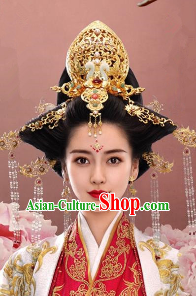 Handmade Chinese Palace Queen Phoenix Coronet Tassel Step Shake Hairpins Ancient Traditional Hanfu Hair Accessories for Women